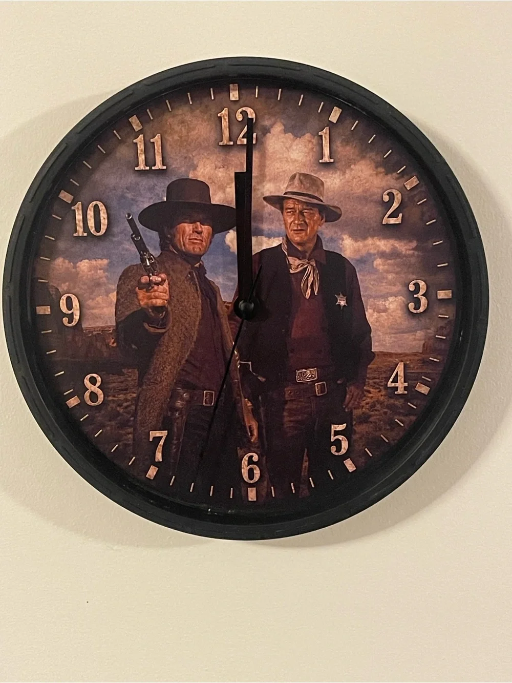 Western Cowboys Decorative Wall Clock - Brown